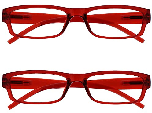 OPULIZE La Société Lunettes De Lecture Rouge Léger Confortable Lecteurs Valeur Pack 2 Hommes Femmes RR32-Z +3,00