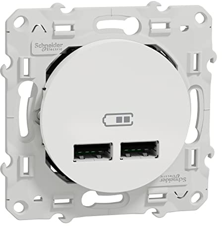 Schneider Electric - Odace - double chargeur usb 2.1 A - blanc - S520407