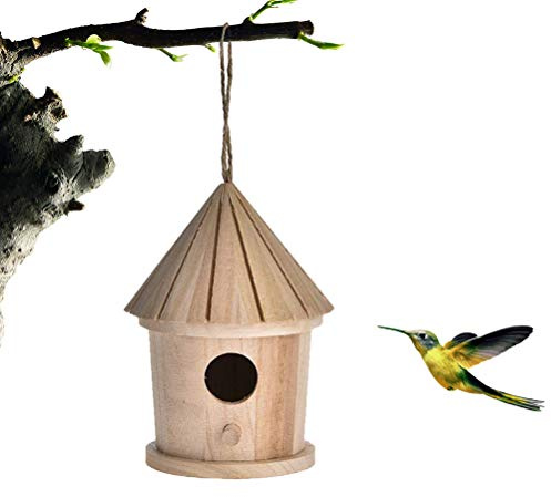 Wopohy Vogelhaus Holz, Natürlicher Vogel Nistkasten für Blaumeisen kleine Meisenarten