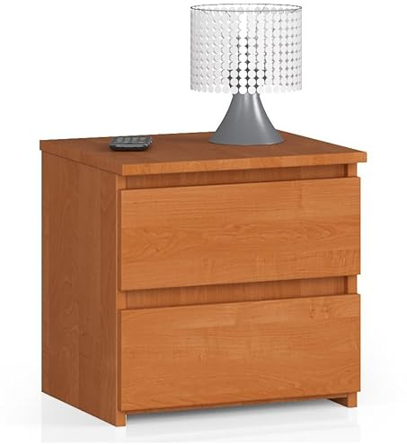AKORD | Mesita de Noche pequeña con 2 cajones | Armario de Dormitorio | Mueble Multiusos | CajoNero Escritorio | Ahorro de Espacio | 40 x 40 x 35 cm | Laminado de aglomerado de 16 mm | Aliso
