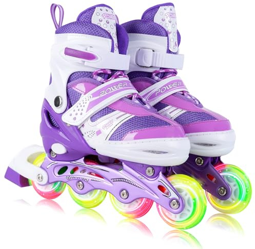 JIFAR Kids Purple M Size Zapatos de Patines en línea Ajustables con Ruedas Luminosas Patines en línea para Exteriores Niños Niñas Niños Niños Patines en línea Tamaño Ajustable 34-37