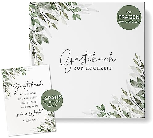 luftundliebe Gästebuch Hochzeit mit Fragen zum ausfüllen, Gästebuch, Hochzeit Gästebuch, Vintage, Fotobuch Hochzeit - Eukalyptus