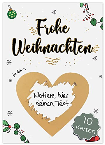 Joli Coon 10 Weihnachtskarten Frohe Weihnachten Rubbellos - Weihnachtskarte personalisiert