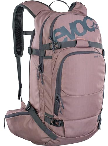 EVOC LINE 30 All-Mountain-Tragerucksack (NEURALITE SYSTEM, Skihalterung, separates Lawinenfach mit Notfallplan, leicht zugängliches Hauptfach, BODDY HUGGING), Staubrosa
