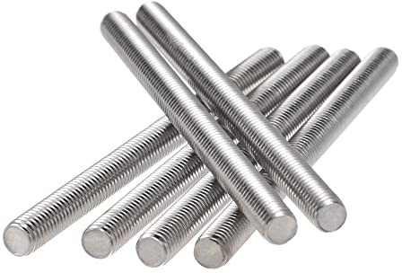 sourcing map 6Pcs M8 x 110mm Tige Filetée Entièrement 304 Inox Acier Droite Main Fil