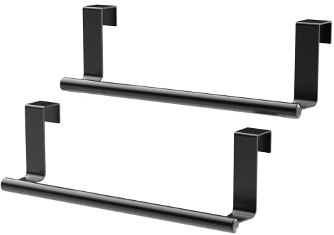 CIOBOAN Geschirrtuchhalter Küche, Handtuchhalter ohne Bohren zum Einhängen am Küchenschrank, ideal zum Einhängen an die Schublade und die Schranktür in der Küche, Edelstahl 2 Pack-Schwarz