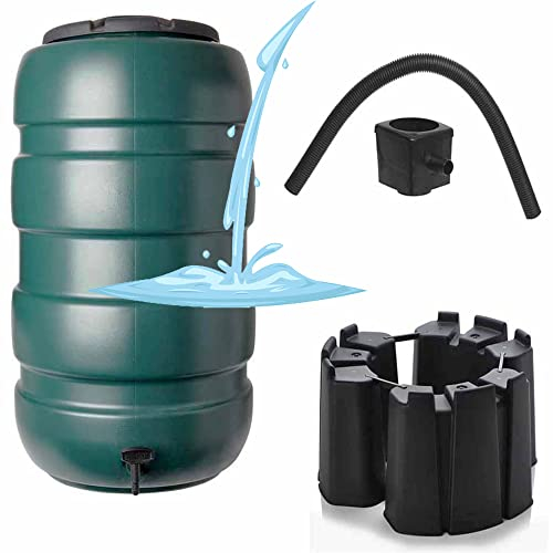 Extra Large Garden Water Butt Tank 250L Capacity Set Including Tap With Stand and Filler Kit Giant Water Collector