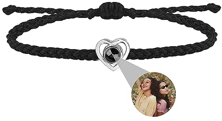 Personalisiertes Foto Projektion Armband Ich liebe dich Armband 100 Sprachen für Herren Damen Herz Projektion Bild-Kreis-Charme Denkmal der Liebe Geschenke Verstellbarer Saitenknoten