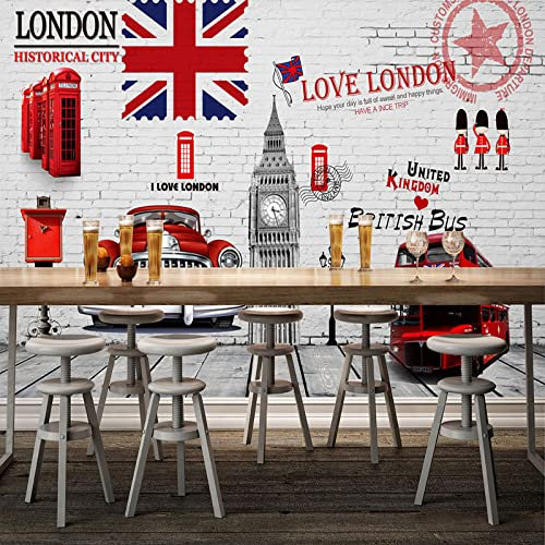 Fotomurales Papel Pintado Londres Coche Street View Graffiti Papel pintado tejido no tejido Decoración de Pared decorativos Murales moderna Diseno Fotográfico 300 x 210 cm