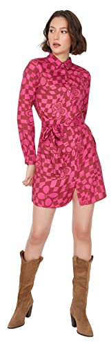 Trendyol Mini Shirt Regular Dress Vestido, Fucsia, 70 para Mujer