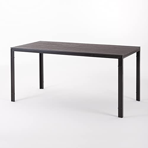 SIEDITI FUORI E DENTRO Gartentisch 156x78 cm, Terrassentisch für außen mit lackiertem Stahlgestell und Holzoptik-Latten aus Polyethylen, Ideal für Garten, Terrasse oder Balkon (Mokka)