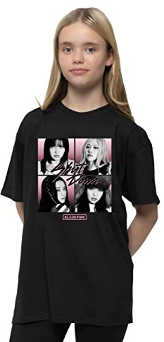 BLACKPINK Camiseta con logotipo oficial unisex de color negro, talla L