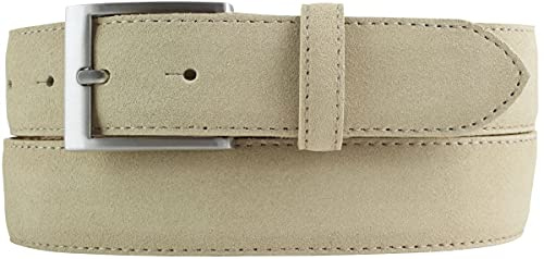 BELTINGER Italienischer Veloursleder-Gürtel, 35 mm breit, Herren, Anzuggürtel, Hosengürtel, Wildleder, Schließe Silber