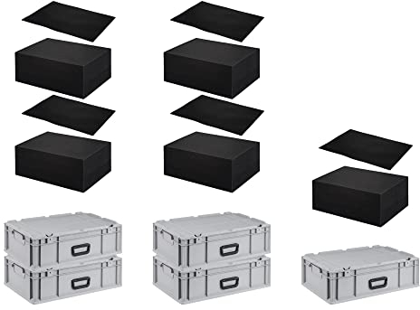 PROREGAL SuperSparSet 5x Eurobox NextGen Portable mit Rasterschaumstoff & Schaumstoffeinlage | HxBxT 18,5x40x60cm | 34 Liter | Eurobehälter, Transportbox, Transportbehälter, Stapelbehälter