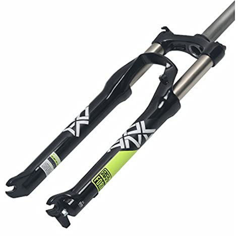 ZECHAO MTB Fahrradgabel, 24 Zoll Manuelle Sperre Hub 100mm Gerade Rohr Achse: 9mm Scheibenbremsen Fahrradzubehör Fahrrad Federgabel (Color : Dark Green, Size : 24inch)