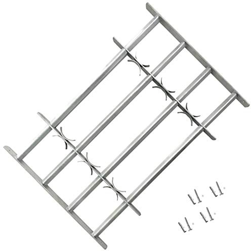 Homgoday Fönstergaller, justerbart fönstergaller, säkerhetsskruvar, utdragbart galler för inbrottsskydd, inbrottsskydd, galler med 4 tvärstavar, 1000–1500 mm
