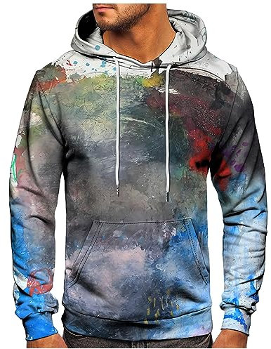 KONG JIMFAN Hoodie Pullover Sipperjacke Hoodie Sweater Dünner Pullover Kuscheldecke Mit Ärmeln Schwarze Lederjacke Laufshirt Herren Langarm Braune Lederjacke Winterparka(Hellblau,L)