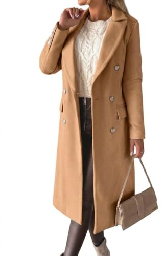 IDEALSANXUN Fall Jackets for Women 2026 Fashion Clothing Winter Clothes Trendy Long Tweed Blazers Jacket, Camel, S