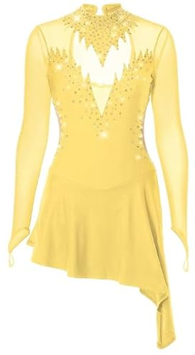 JRUIA Klassisch Girls 'Hohlen Professionellen Figur Skating Kleider Einfarbig Damen Roller Eislaufwettbewerb Kostüm Wintersportröcke Gymnastik Trikots,G,XXL