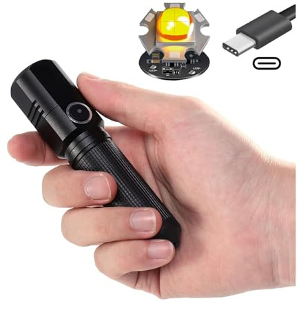 Rechargeable Torch XHP 10,000 Lumens Compact Mini Led Small Super Bright The Most Powerful Torch Flashlight in Small Compact Size Including Battery and Type C Fast Charging Hiking Gifts (Big) [Energy