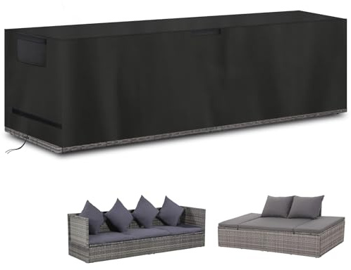 YBYHFAA Abdeckung für Rechteck Sofa Bank, Garten Loungesofa SchutzhÜLle, 600D Oxford Vollständige Abdeckplane für Balkon Sofa,Wetterfest, UV-Beständiges,Schwarz,220 * 80 * 80cm