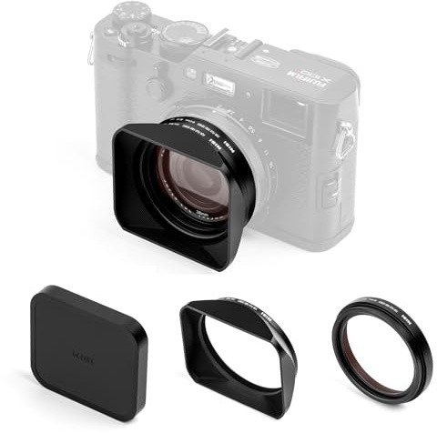 NiSi UV-Filter Set für FUJIFILM X100VI / X100V - Schwarz | Kompatibel mit FUJI X70/ X100/ X100S/ X100F/ X100T, inkl. NC UV Filter, Streulichtblende, Objektivdeckel