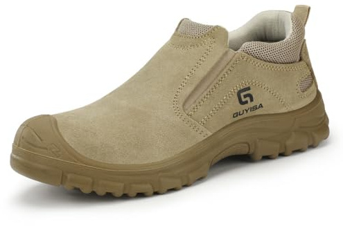 ZCBYBT Anti-scald svetsar säkerhetsskor Indestructible Work Shoes Steel Toe Sneakers, för svetsning Byggplats,Brown,41 EU