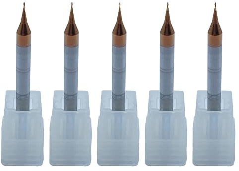 Hunricho 5 Stück HRC55-Spitze, Durchmesser 0,5 mm, 2-schneidiger Schaftfräser, CNC-Fräser, Wolframstahl, Nano-Beschichtung, quadratischer Hartmetall-Fräser (HRC55D0.5X50-2F)
