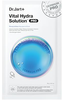 Dr.Jart+ Dermask Vital Hydra Solution Glow Mascarilla facial con ácido hialurónico | Mascarilla de tela | Cuidado de la piel coreano, 26 g