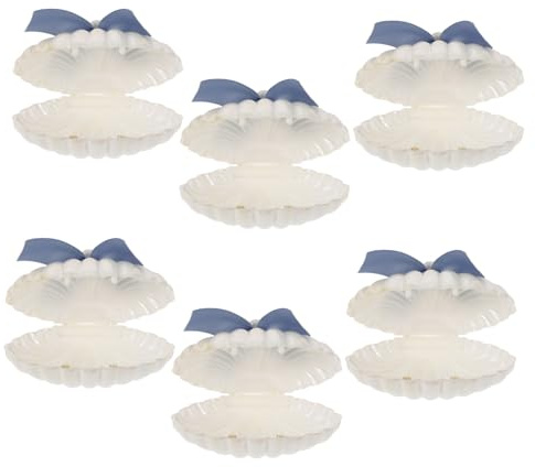 Amosfun 6piezas Cajas De Dulces Decorativas Forma De Concha Con Cintas De Almacenamiento Para Bodas y Fiestas Para Souvenirs y De Invitados