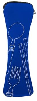 Wilitto Étui de rangement pour couverts de voyage, fourchette, cuillère, porte-baguettes - Pochette pour camping, école, pique-nique - Bleu foncé