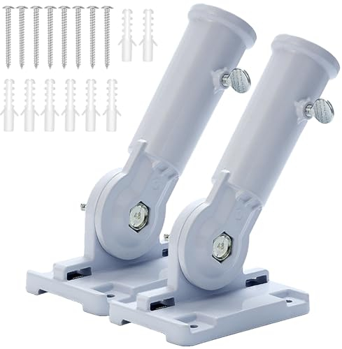 Portabandiera Regolabile 2 Pezzi Staffa per Portabandiera Asta Portabandiera Regolabile Staffa Asta di Bandiera a Parete Supporto con Viti per Cortili, Balconi, Strade, ECC (Bianco)
