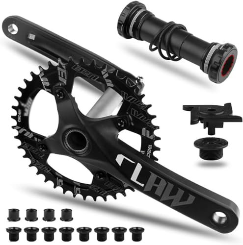 Fatbike-Kurbelgarnitur, hohl, integrierter 170-mm-Kurbelarmsatz, 32T/34T/36T/38T/40T/42T, einzelnes Kettenblatt, Aluminiumlegierung, Schnee-/Strandfahrrad-Kurbelgarnitur mit Tretlager, Welle