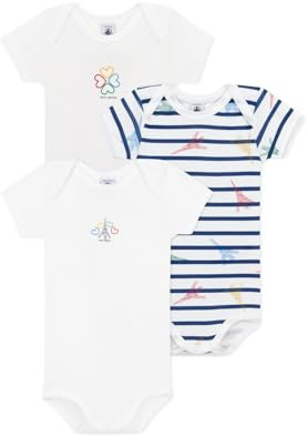 Petit Bateau unisex baby vi kortärmade bodys (3-pack), Variant 1, 3 månader