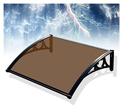 Tenda da sole per finestra, tettoia per porta di protezione copertura in policarbonato marrone antipioggia silenziosa per grondaia della porta d'ingresso del cortile, dimensioni multiple (dimensioni