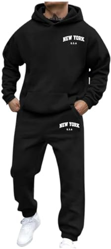 Tracksuit Mens Full Set Long Sleeve Hooded Sweatshirt and Sweatpants Set Hoodie Joggers Sets 2 Piece Fashion Sweatsuits for Men Sport Set Sweatpants and Sweatshirt Christmas
