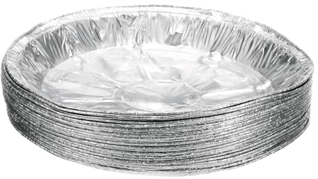 sourcing map 30 moldes redondos de papel de aluminio de 9.05 pulgadas, desechables, antiadherentes, para pasteles, quiches, tartas, hornear, cocinar, recalentar, fiestas, color plateado
