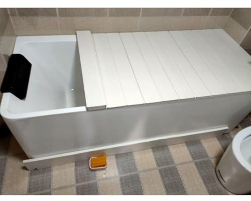 Suixtil Badewannenablagen, Faltbare Badewannenregale aus PVC, Badewannenisolierabdeckungen, weiße Badewannenabdeckungen, Badewannenstaubabdeckungen, Badregale(70 x 160 x 0.6 cm)