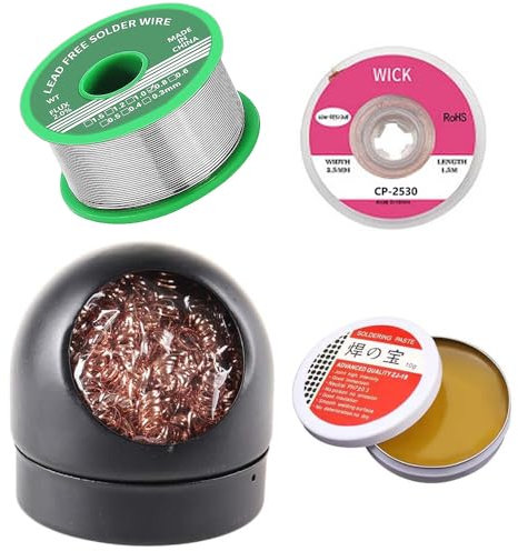 4-in-1-Lötwerkzeugset, Lötspitzenreiniger + 0,8 mm Lötdraht (20 g) + Kolophonium-Flusspaste (10 g), No-Clean-Lötkern