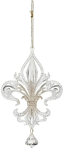 INNA-Glas Heraldische Lilie AZARIEL, Glitzer, transparent-Gold, 15cm | Hänger - Acryl Anhänger
