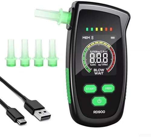 Etilometro Alcol Test Portatile, Tester digitale LCD per Alcol Tester per Auto, Misuratore alcolico Professionale, Alcohol Tester Dotati di Funzionalità di Memoria e di Sovraccarico