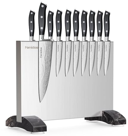 Fomidao Magnetic Knife Holder Block,Double Sided Magnetic Knife stand for kitchen Counter,Stainless Steel Magnet Knife Rack Strip