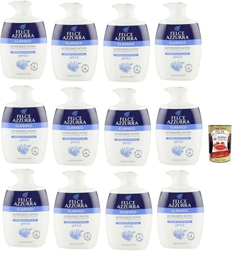 Italian Gourmet bundle für Felce Azzurra Intimwaschgel Classico 12x250ml pH 4,5, tägliche Intimpflege, geruchsneutralisierende Formel, sanft & seifenfrei + Italian Gourmet polpa