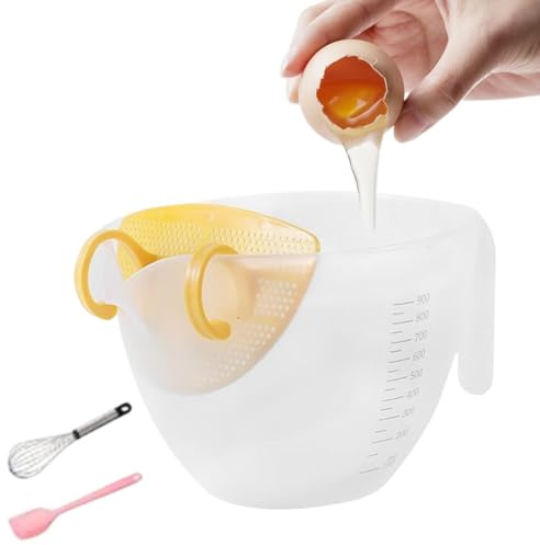 Gobelet doseur à batte d'œufs - Verre doseur de liquide - 1000 ml - Entonnoir - Verre doseur avec écran acoustique - Outil de cuisine polyvalent ou pour le lavage du riz, la pâtisserie, la cuisine