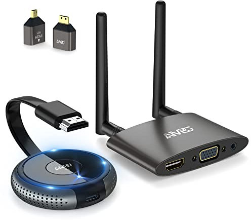 Wireless HDMI Transmitter and Receiver 4K/5G, VGA&HDMI Dual Screens HDMI Extender Casting Audio Video for Laptop, TV Box, Camera, Phone, Nflx to HDTV, Monitor, Projector 165FT/50M