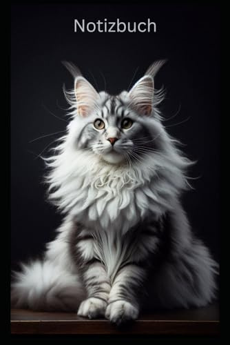 XXL silver tabby Maine Coon Notizbuch, Buch: Das perfekte Geschenk für Katzen Liebhaber & Fans, Buch mit Katzenmotiv Liniert, A5: Tagebuch, Journal, ... Coonkatze auf dem Cover, schönes Motiv, Cat