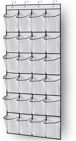 AISHANBAIHUODIAN Adatto for 1x 24 griglia da parete for articoli vari, organizer for scarpe in tessuto, portaoggetti for armadio, tasca in rete trasparente da appendere sopra la porta, scatola in tess