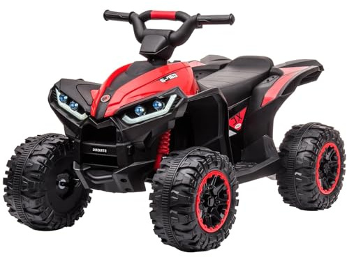12V Kids Electric Quad Bike, Ride on ATV Battery Powered with Remote Control, Forward Reverse Functions, LED Headlights, Music, Horn, 2 Speed for Boys and Girls Aged 3-8 Years - Red