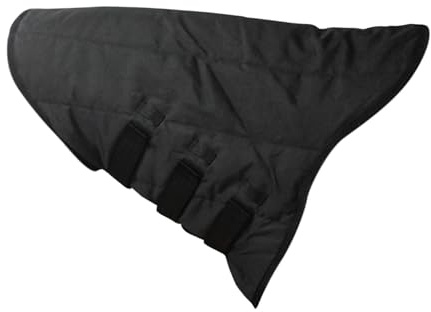 LeeQinersw Cubierta para Cuello de Caballo Ajustable Manta Gruesa Y Resistente Al Agua con Relleno Y Correas Capucha Equina en Oxford para Protección Invernal Ad, Negro