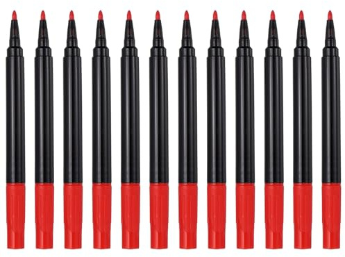 PATIKIL Liquid Chalk Markers, 12 Pcs Chalk Board Dry Wet Erase Pens Fine Tip Washable Window Marker Pens for Blackboard Home Kitchen Fridge Calendar Whiteboard Clear Glass, Bright Red